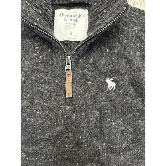 Abercrombie And Fitch Y2K Men’s Knit Quarter Zip Wool Blend Sweater Gray Size S - Picture 3 of 6